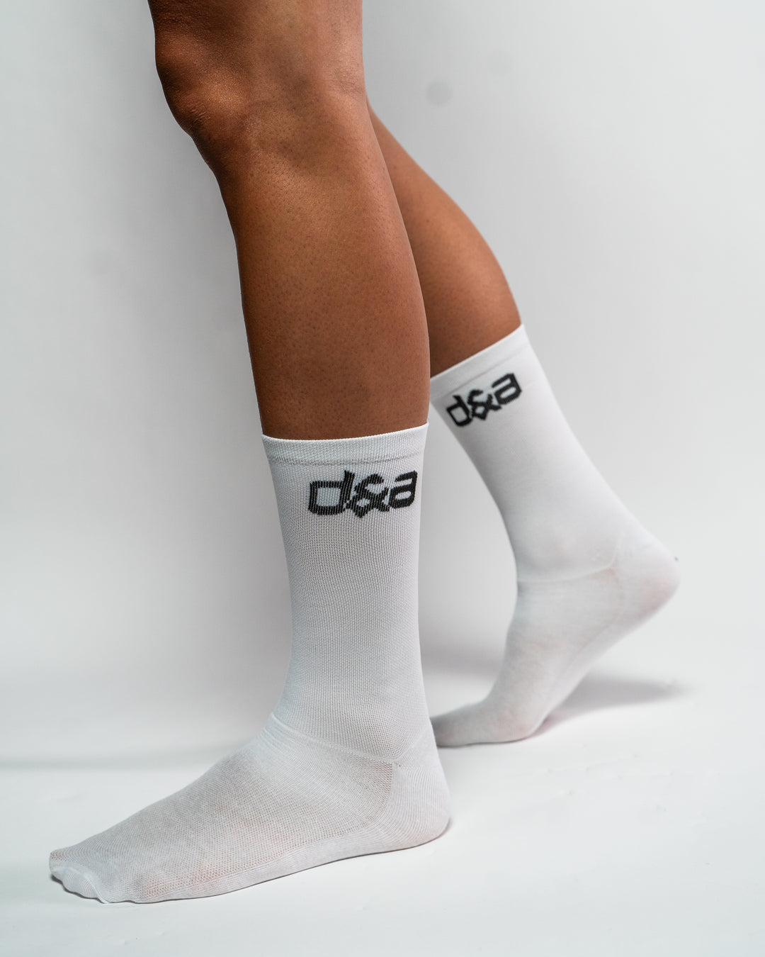 D&amp;A Cycling Socks - White Double Logo